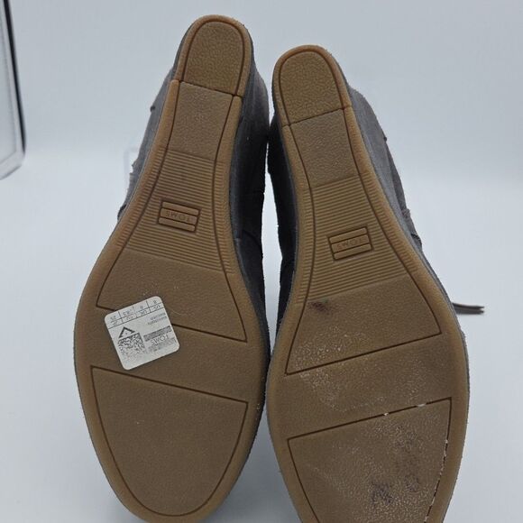 Toms Suede Wedge Boots Gray 8 Ankle Bohemian Business Casual Side Zip EUC - Picture 8 of 9